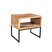 Industrial Simple Block Holz Regal mit Metall Beine Nachttisch